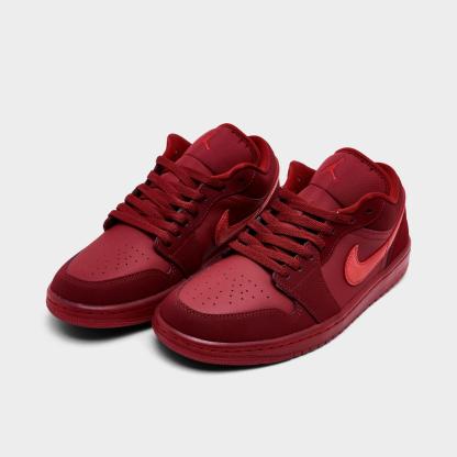Women's Air Jordan 1 Low SE Casual Shoes - Team Red/Sierra Red - Left shoe facing left. Outside of the shoe. - view 2