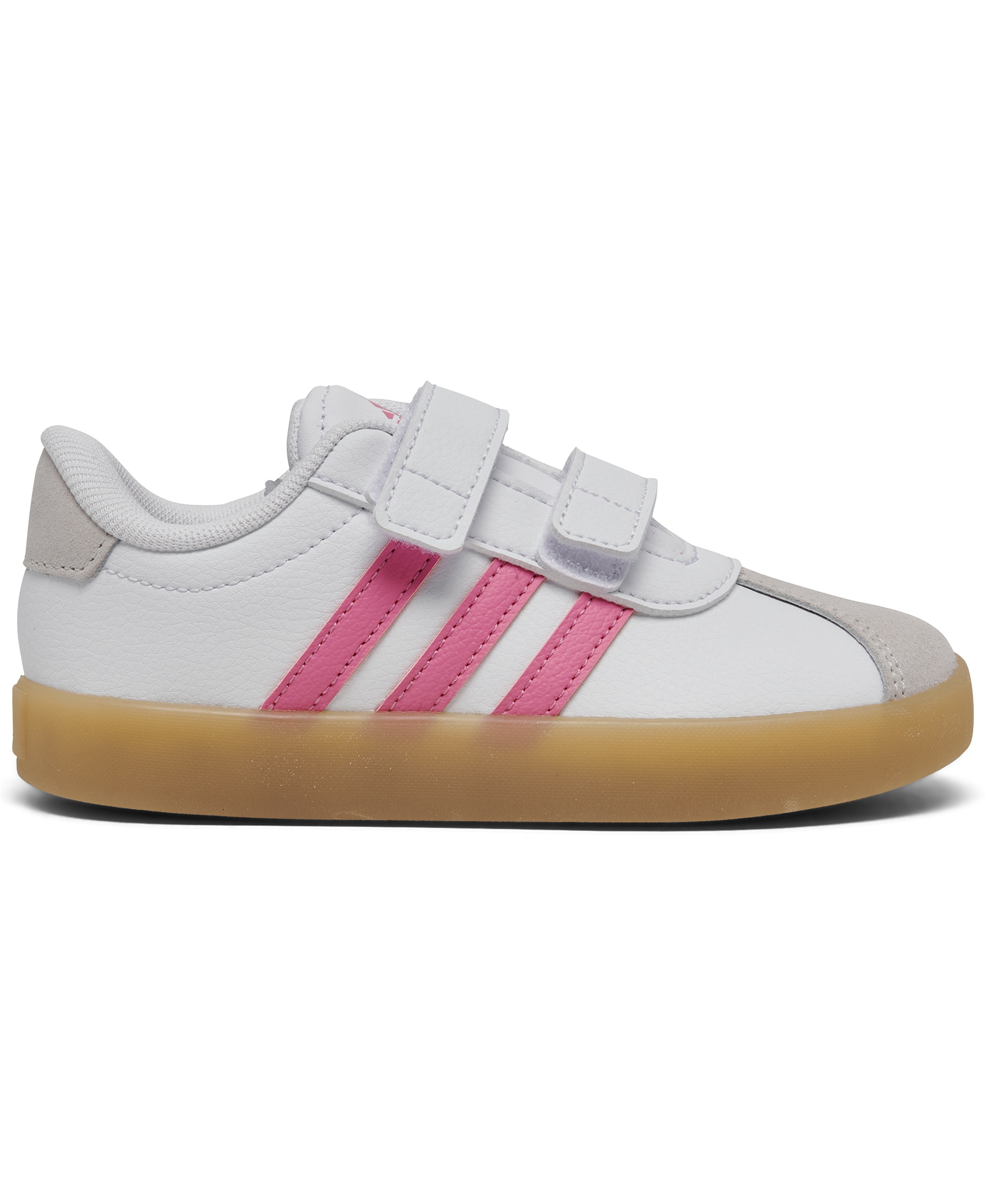 adidas Toddler Girls VL Court 3.0 Fastening Strap Casual Sneakers from Finish Line - White/pink