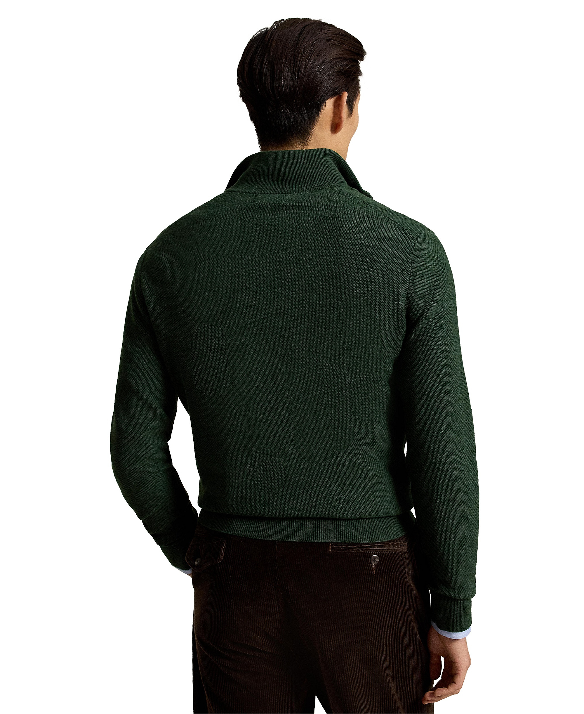 Polo Ralph Lauren Men's Mesh-Knit Cotton Quarter-Zip Sweater - Lodgepole Pine Heather