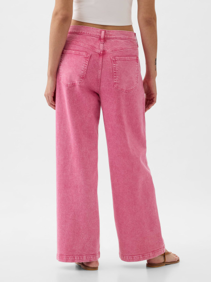High Rise Stride Wide-Leg Ankle Jeans - sugar pink