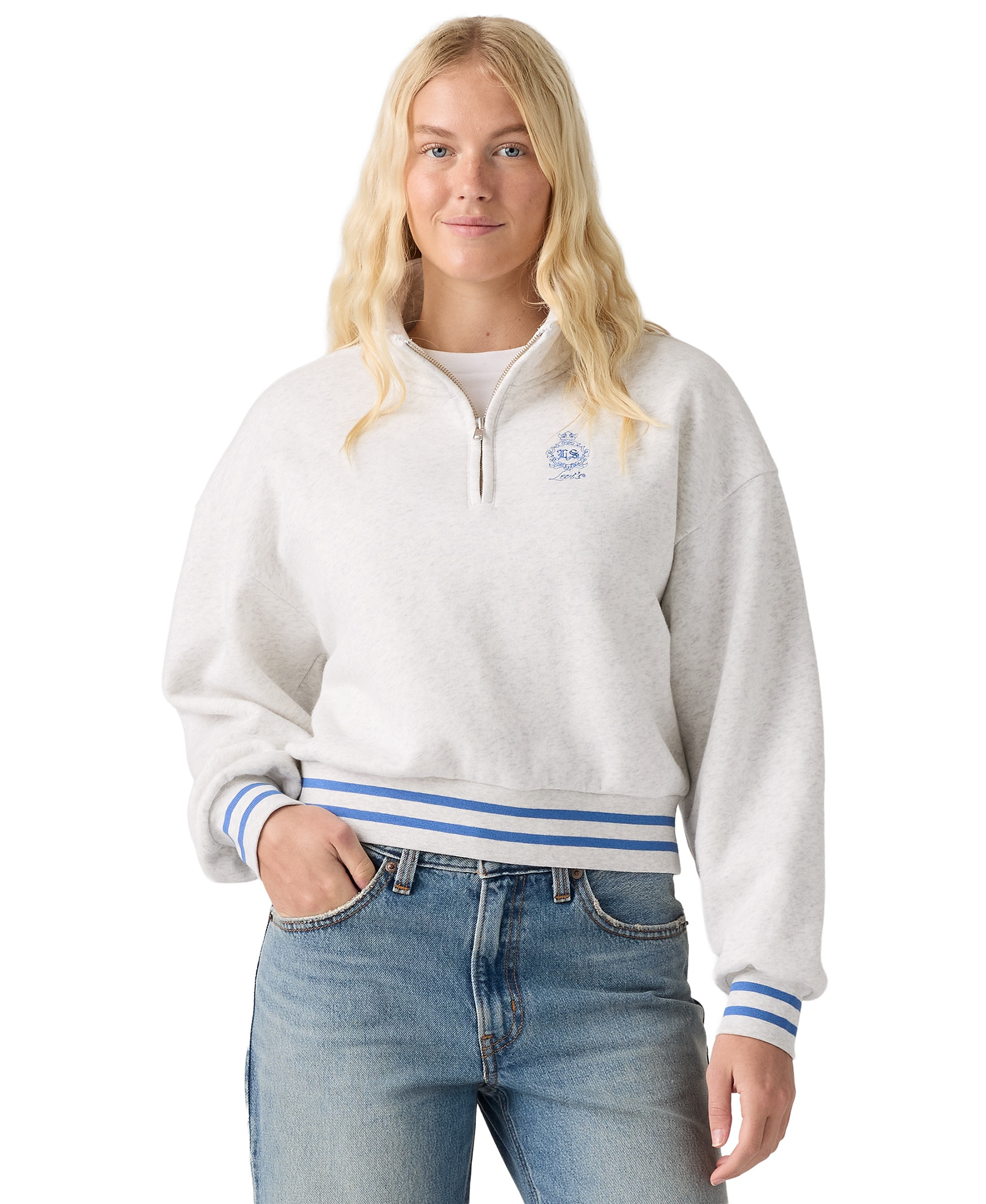 Levi's Women's Cotton-Blend Everyday Sweatshirt - Double Chest Crest Orbit Heather Gray