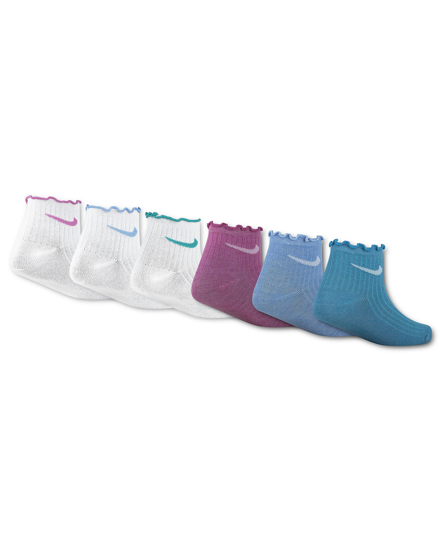 Nike Girls' 4-7 Lettuce Ankle Socks, 6-Pack - Playful Pink
