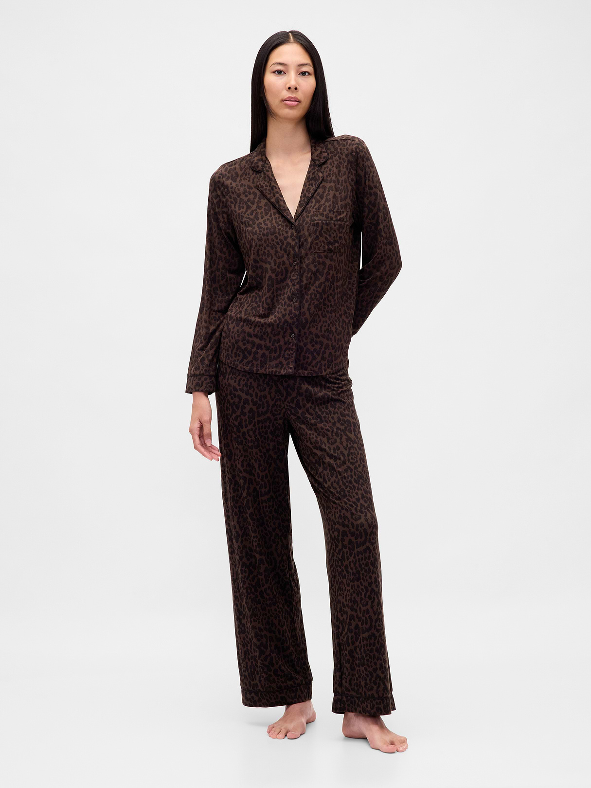 SoftMade Modal PJ Top - Leopard brown