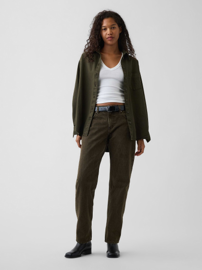 Mid Rise Straight Taper Jeans - Bamboo green