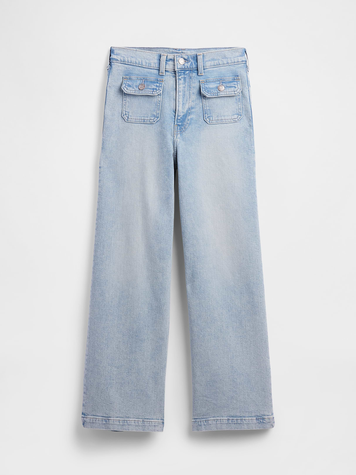 High Rise Stride Wide-Leg Ankle Jeans - Light indigo