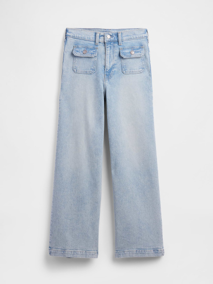 High Rise Stride Wide-Leg Ankle Jeans - Light indigo