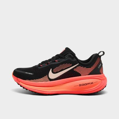Women's Nithtke Vomero 18 Running Shoes - Part 2 - Black/Washed Coral/Hot Lava/Bright Mango - Left shoe facing left. Outside of the shoe.