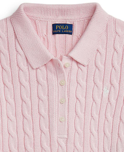 Polo Ralph Lauren Girls' 7-16 Cable-Knit Polo Sweater Dress - Hint of Pink