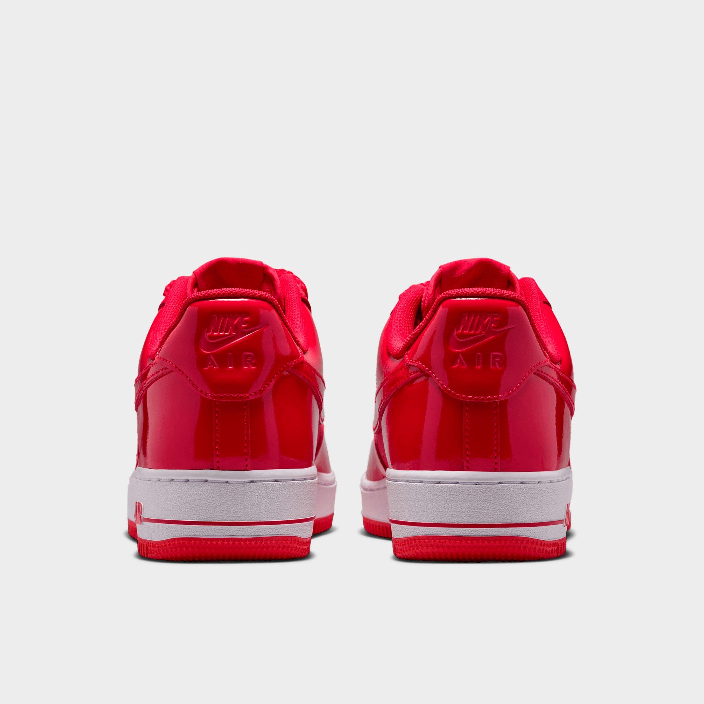 Men's Nithtke Air Force 1 '07 Patent Leather Casual Shoes - University Red/White/Metallic Silver/Light Crimson - Back view