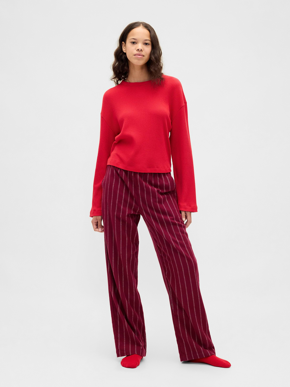 Adult Softest Flannel PJ Pants - Purple burgundy stripe