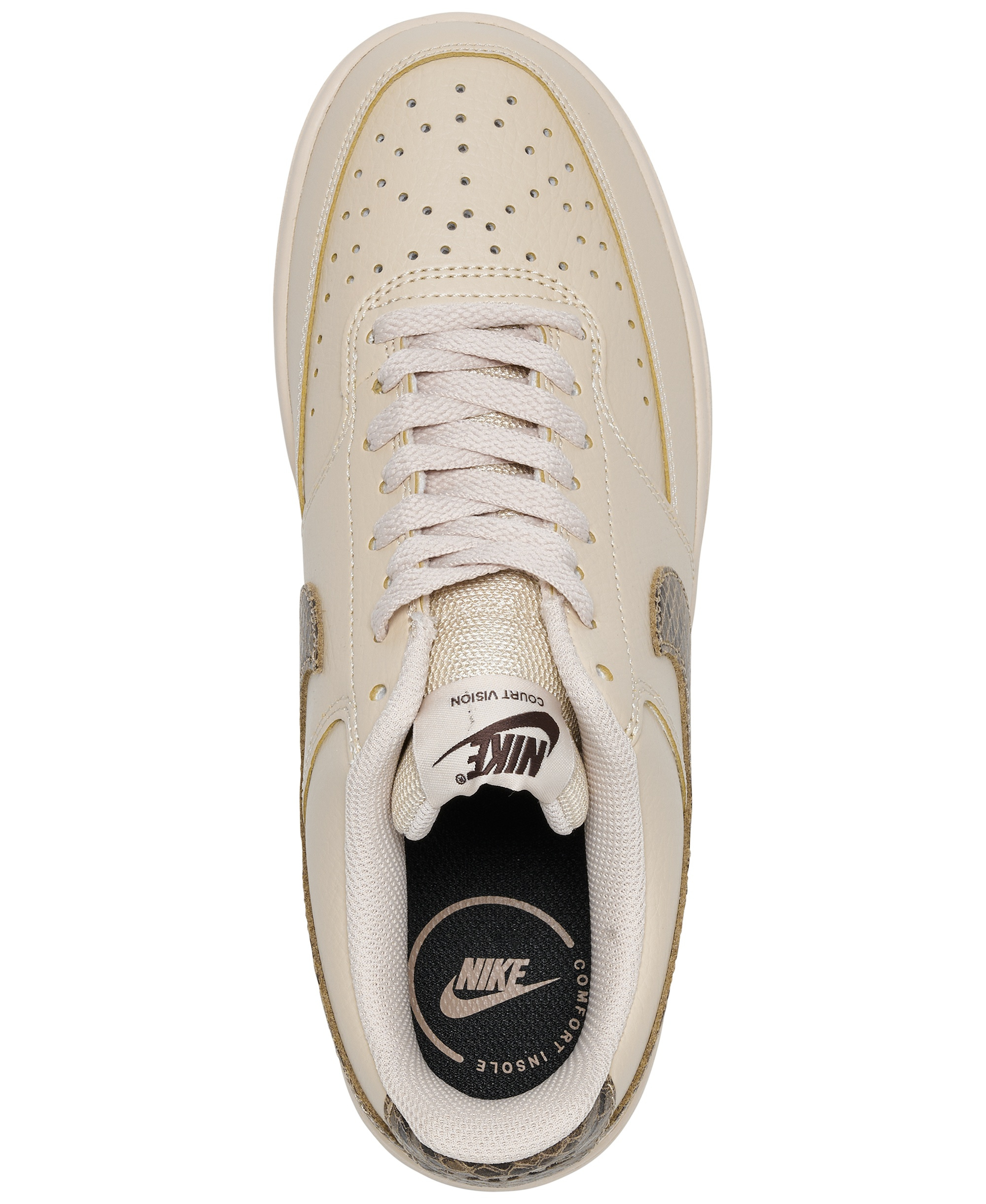 Nike Women's Court Vision Low Premium Casual Sneakers from Finish Line - Sanddrift, Black, Khaki