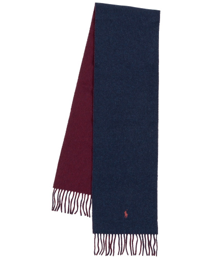 Polo Ralph Lauren Men's Classic Wool Blend Reversible Scarf - Newport Navy/Harvard Wine