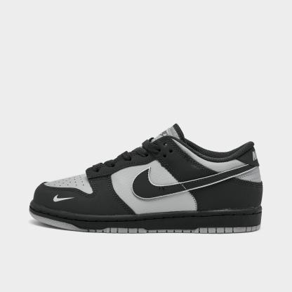 Little Kids' Nithtke Dunk Low Casual Shoes - Anthracite/Anthracite/Light Smoke Grey - Left shoe facing left. Outside of the shoe.