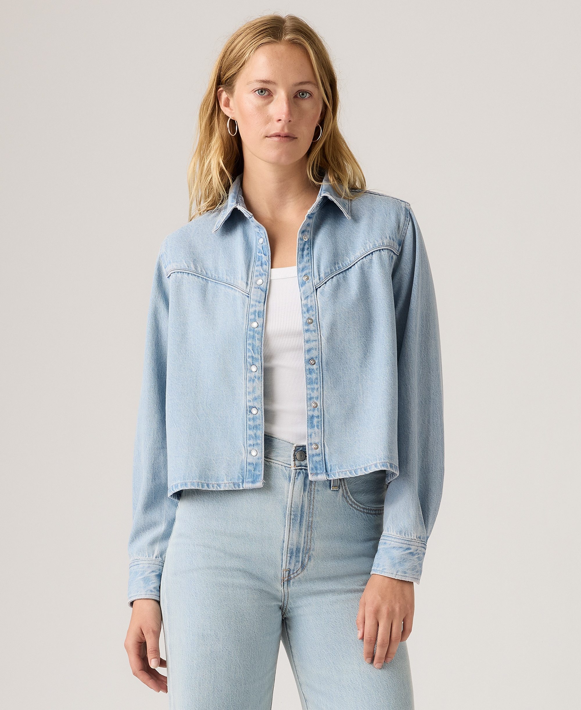 Levi's Premium Women's Logan Point Collar Shacket - Tencel Blasted Stone Top