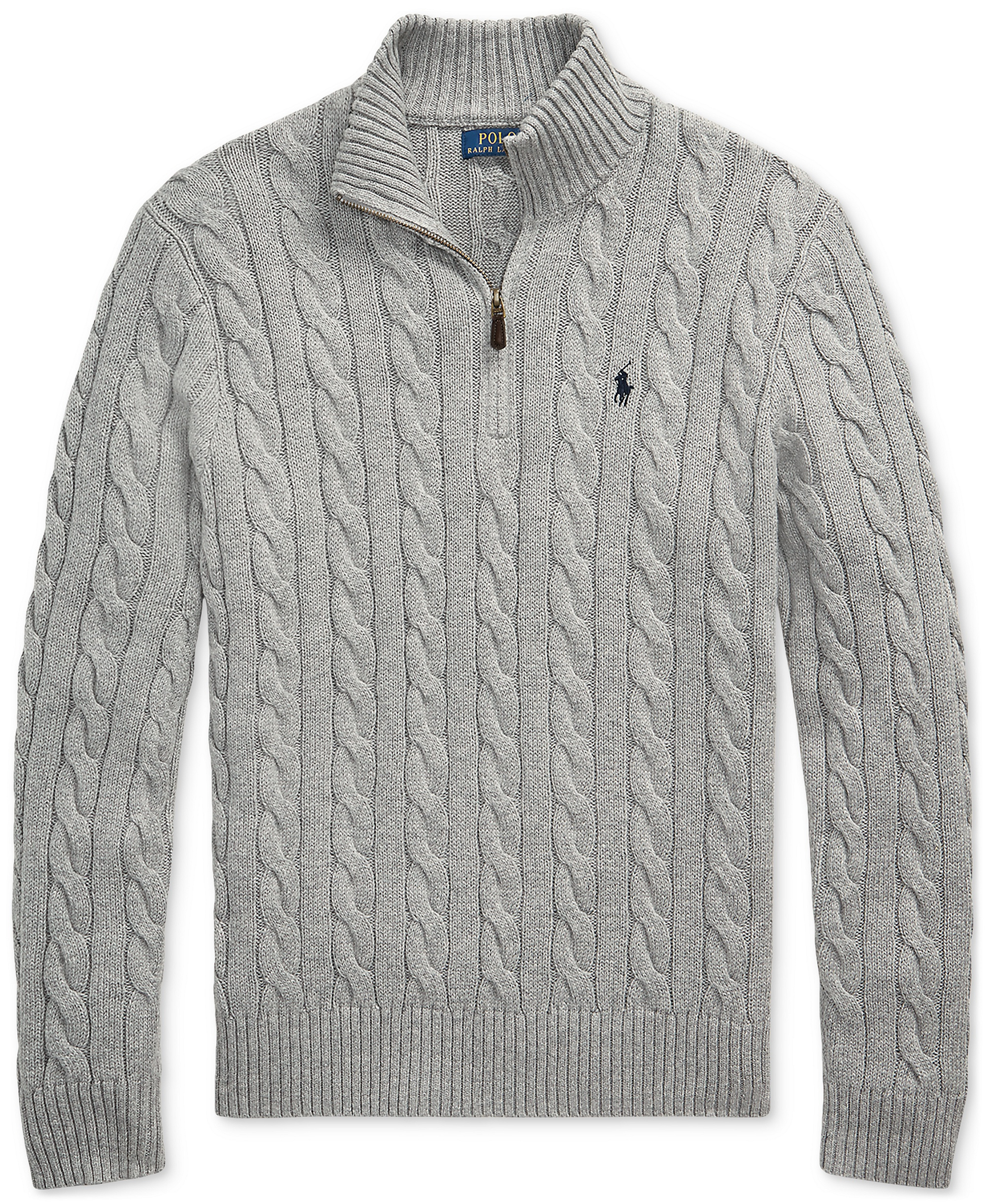Polo Ralph Lauren Men's Cable-Knit Cotton Sweater - Fawn Gray Heather
