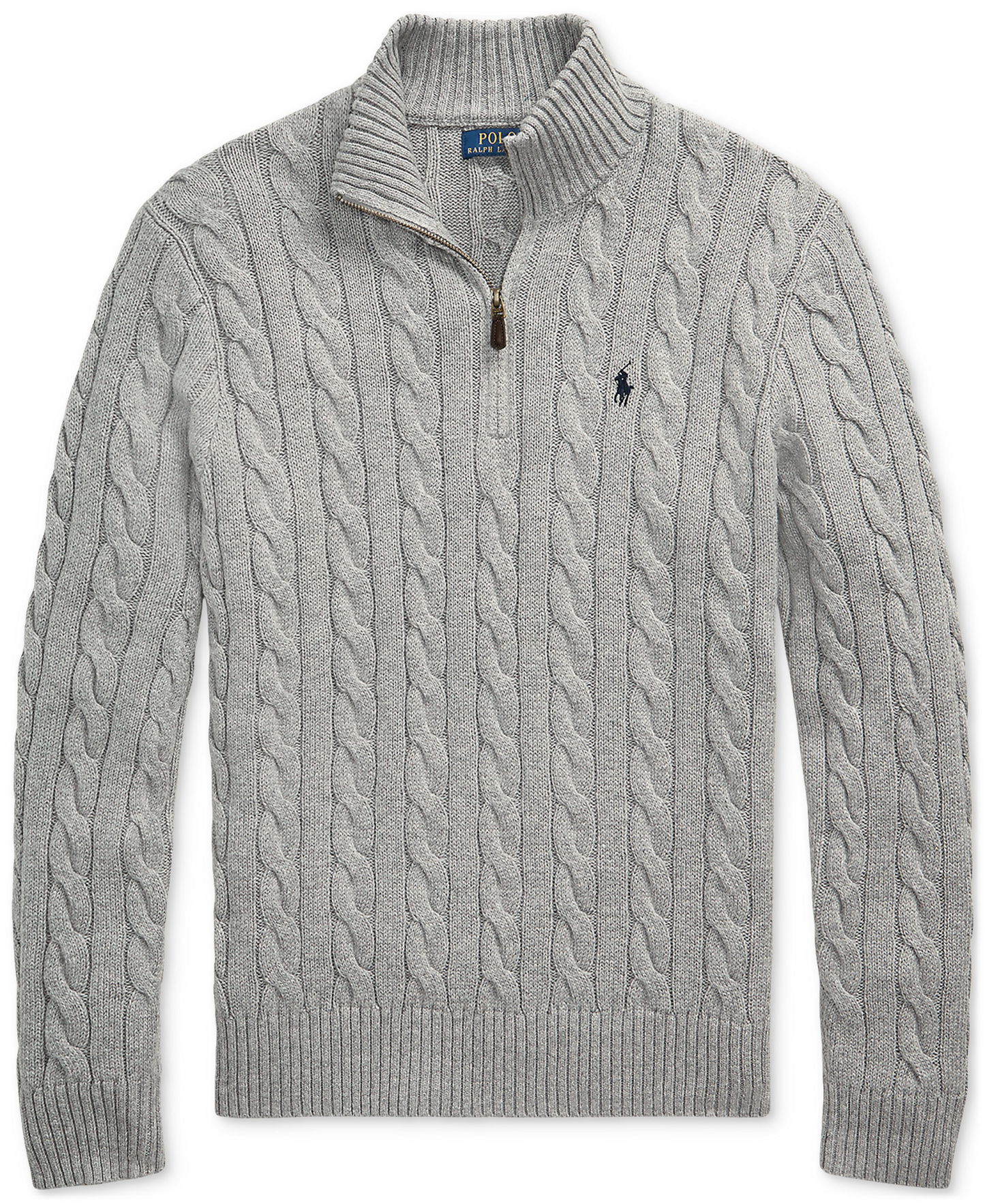 Polo Ralph Lauren Men's Cable-Knit Cotton Sweater - Fawn Gray Heather