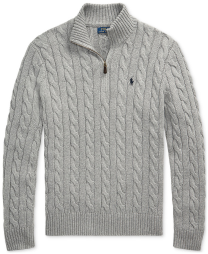 Polo Ralph Lauren Men's Cable-Knit Cotton Sweater - Fawn Gray Heather