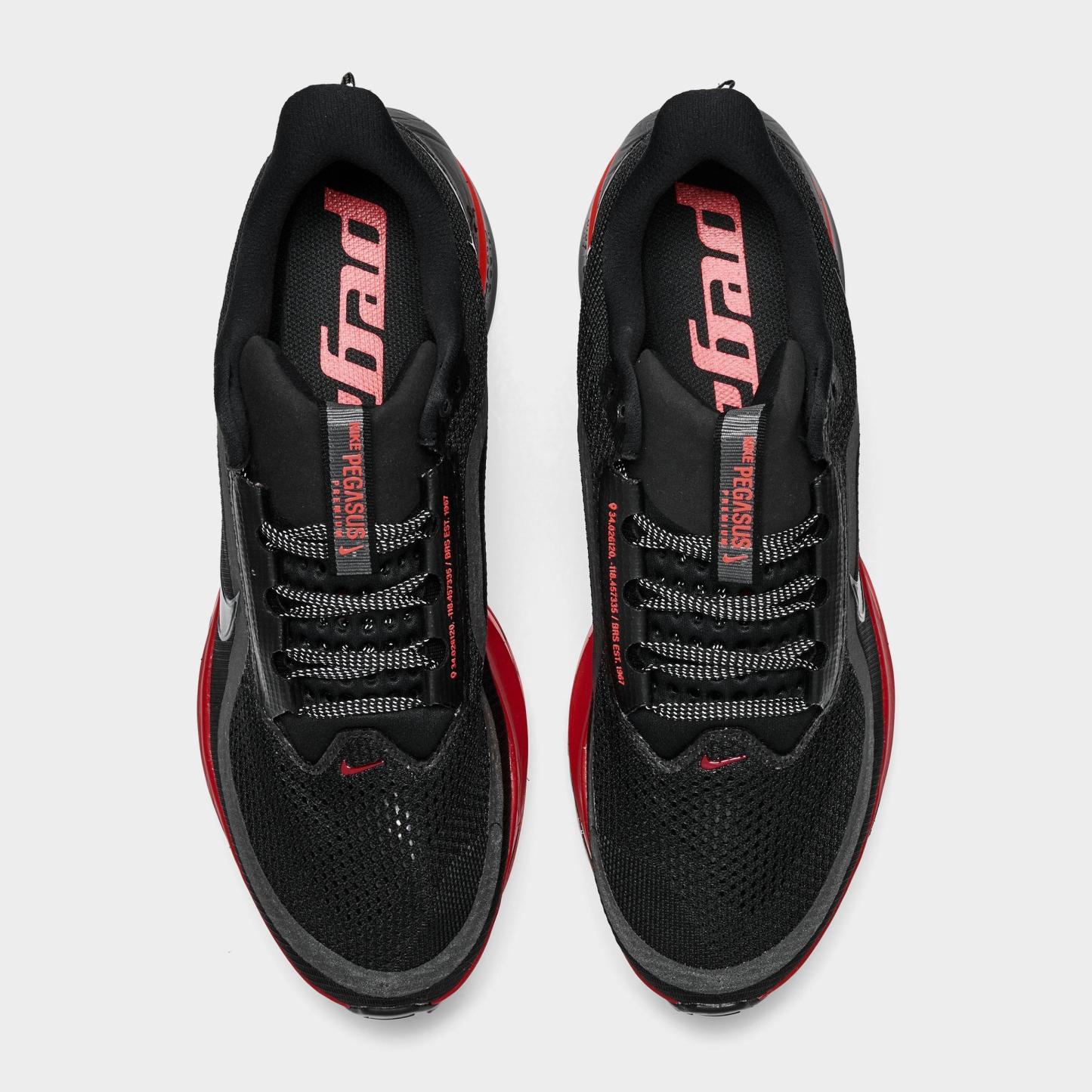Men's Nithtke Pegasus Premium Running Shoes - Part 1 - Black/University Red/Bright Crimson/Black - Top view