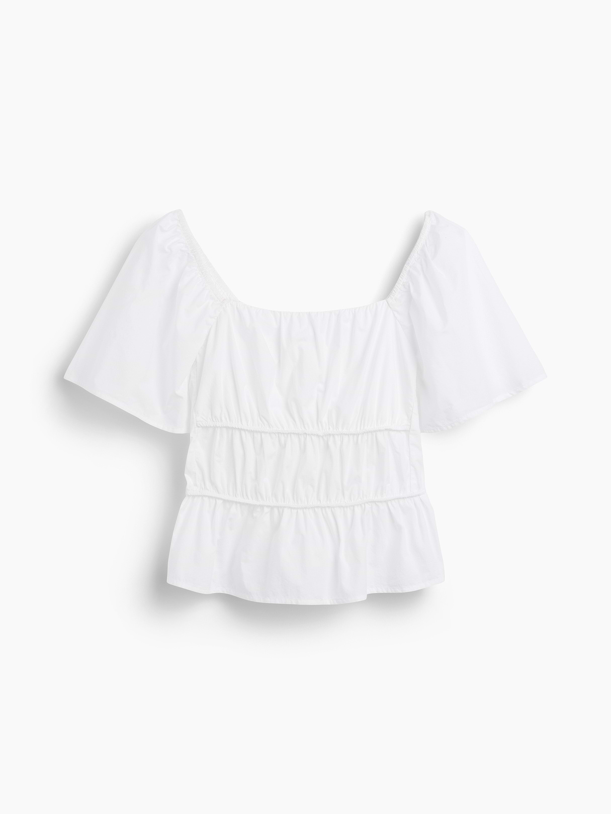 Square-Neck Peplum Top - New off white