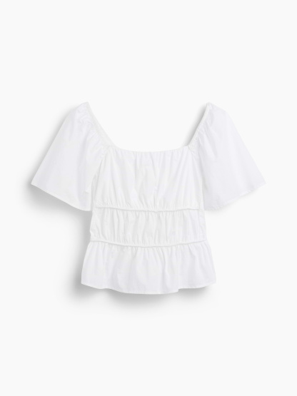 Square-Neck Peplum Top - New off white