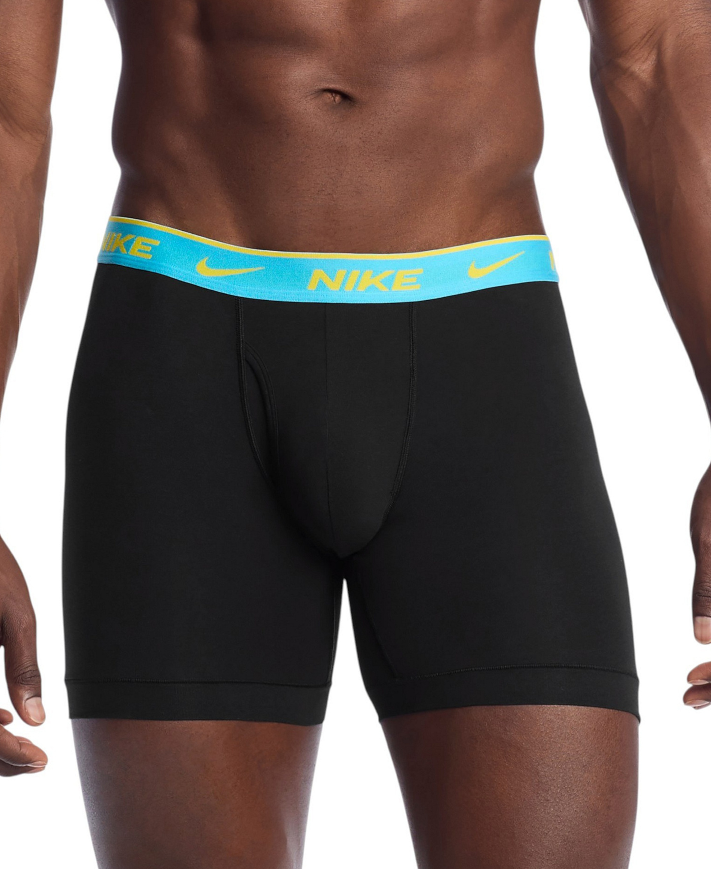 Nike Mens Dri-FIT Essential Cotton Stretch Boxer Briefs, 3-Pack - Black-Baltic Blue/Tough Red/Old Royal Waistbands