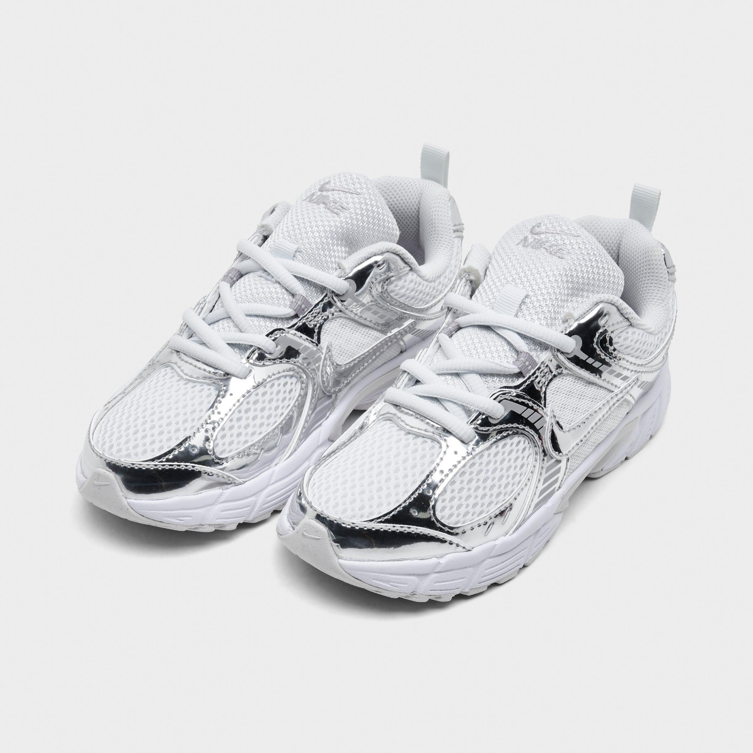 Little Kids' Nithtke V5 RNR Casual Shoes - Off White/Metallic Silver/Vast Grey - Both shoes facing left