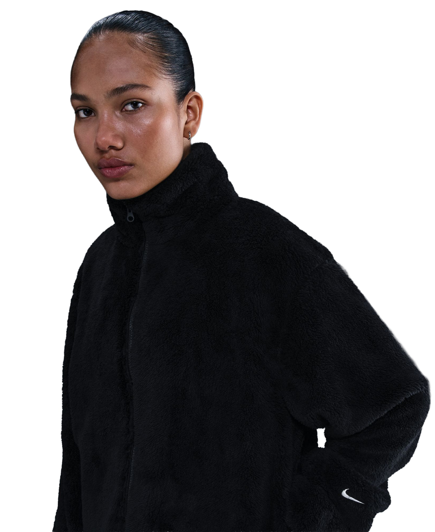 Nike Women's Essential Sherpa High-Pile Fleece Jacket - Black/Sail