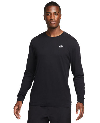 Nike Men's Sportswear Club Long-Sleeve T-Shirt - Black