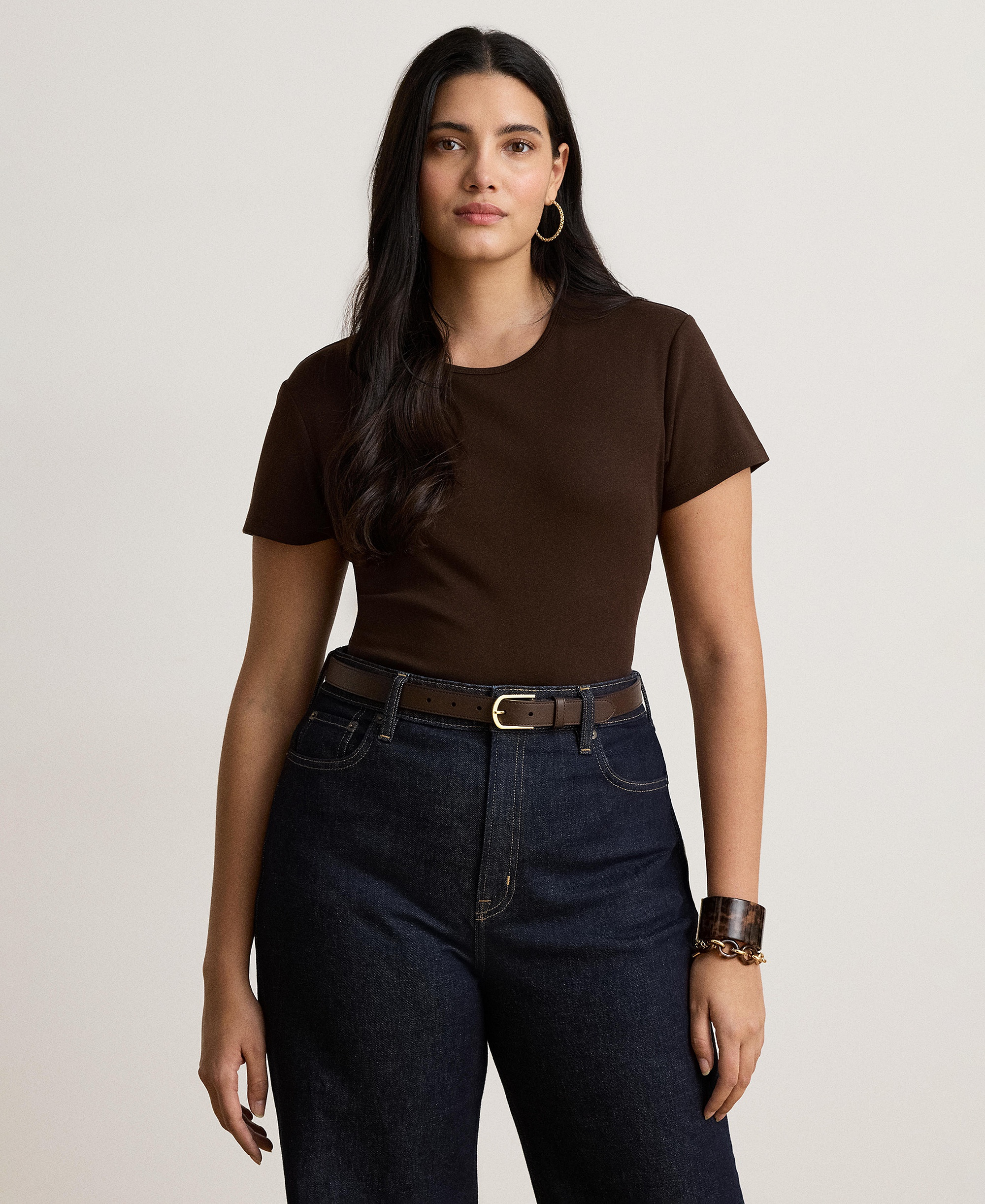 Lauren Ralph Lauren Stretch Knit T-Shirt - Circuit Brown