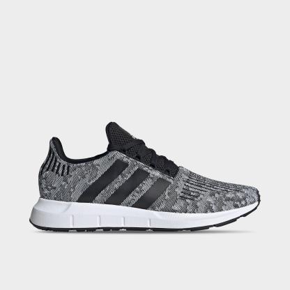 Men's adidas Originals Swift Run 1.0 Casual Shoes - Black/Black/Cloud White - Left shoe facing left. Outside of the shoe.