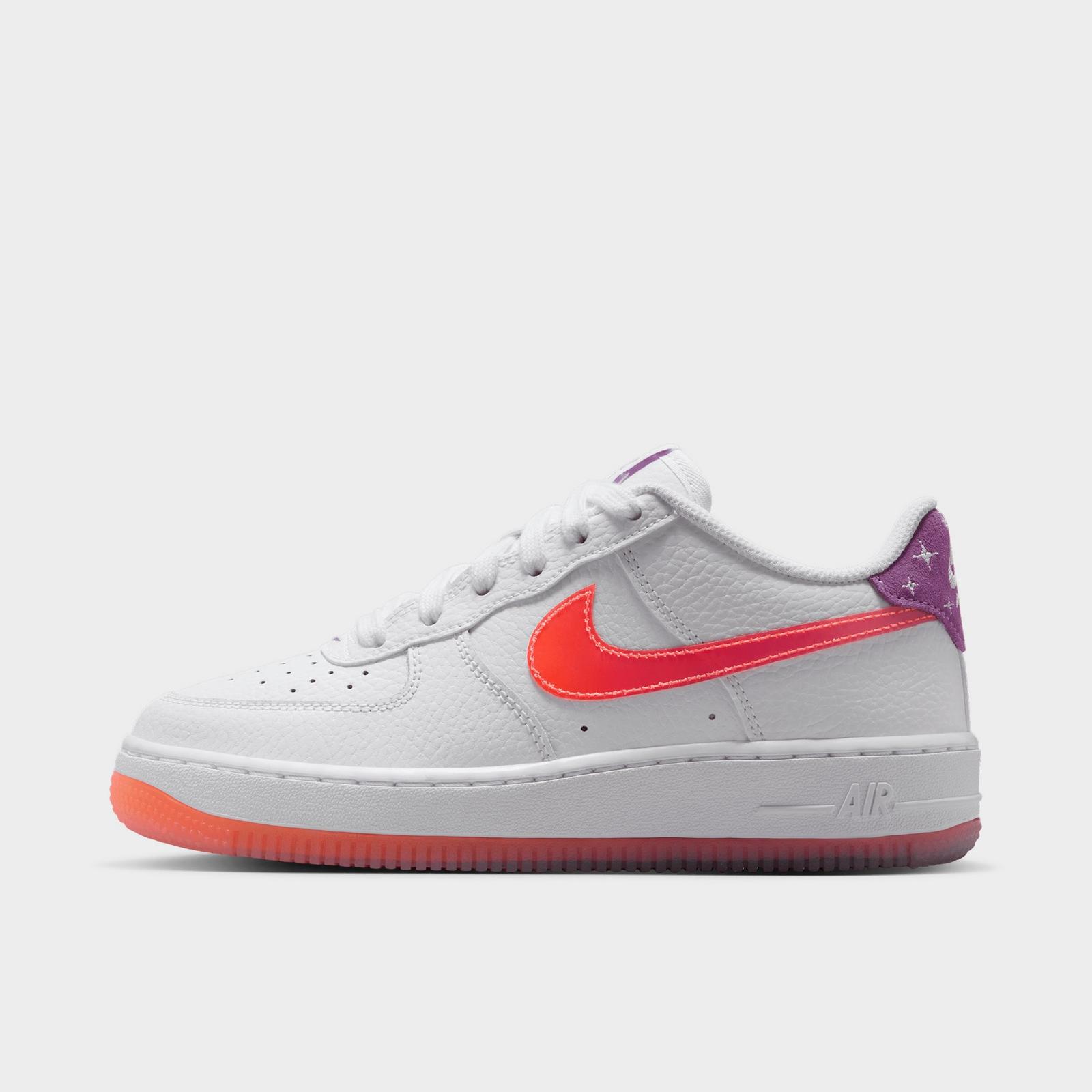 Big Kids' Nike Air Force 1 Low Casual Shoes - White/Turf Orange/Bright Violet