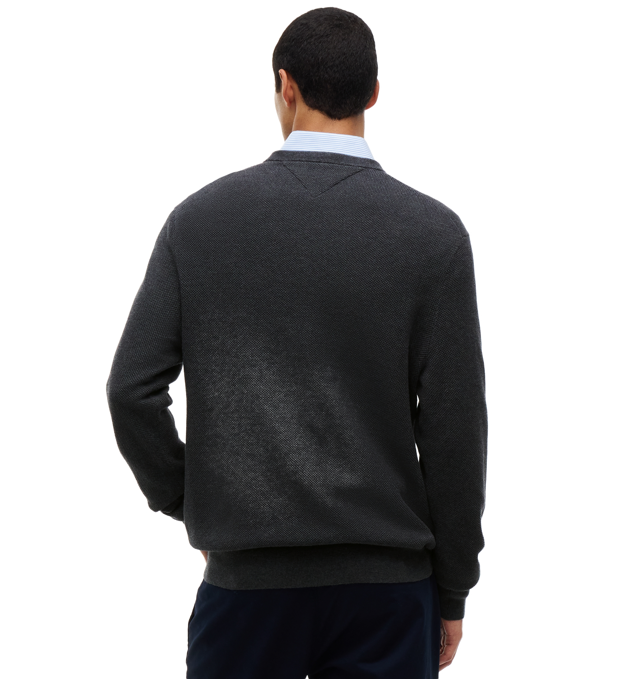Tommy Hilfiger Men's Essential Texture Cotton Crewneck Sweater - Dark Gray Heather