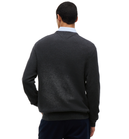 Tommy Hilfiger Men's Essential Texture Cotton Crewneck Sweater - Dark Gray Heather