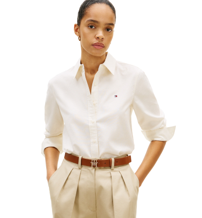 Tommy Hilfiger Women's Long-Sleeve Oxford Shirt - Ecru