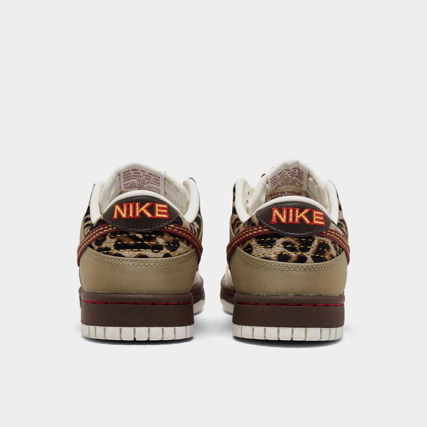 Women's Nithtke Dunk Low Casual Shoes - Khaki/Team Red/Baroque Brown/Pearl White - Back view