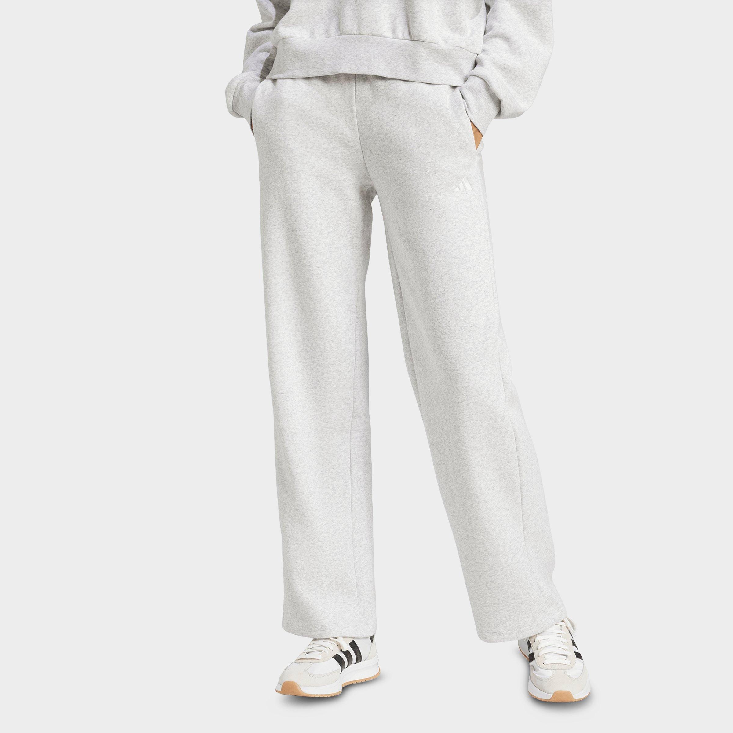Women's adidas Sportswear Essentials Small Logo Feel Cozy Open-Hem Pants - Light Grey Heather/White