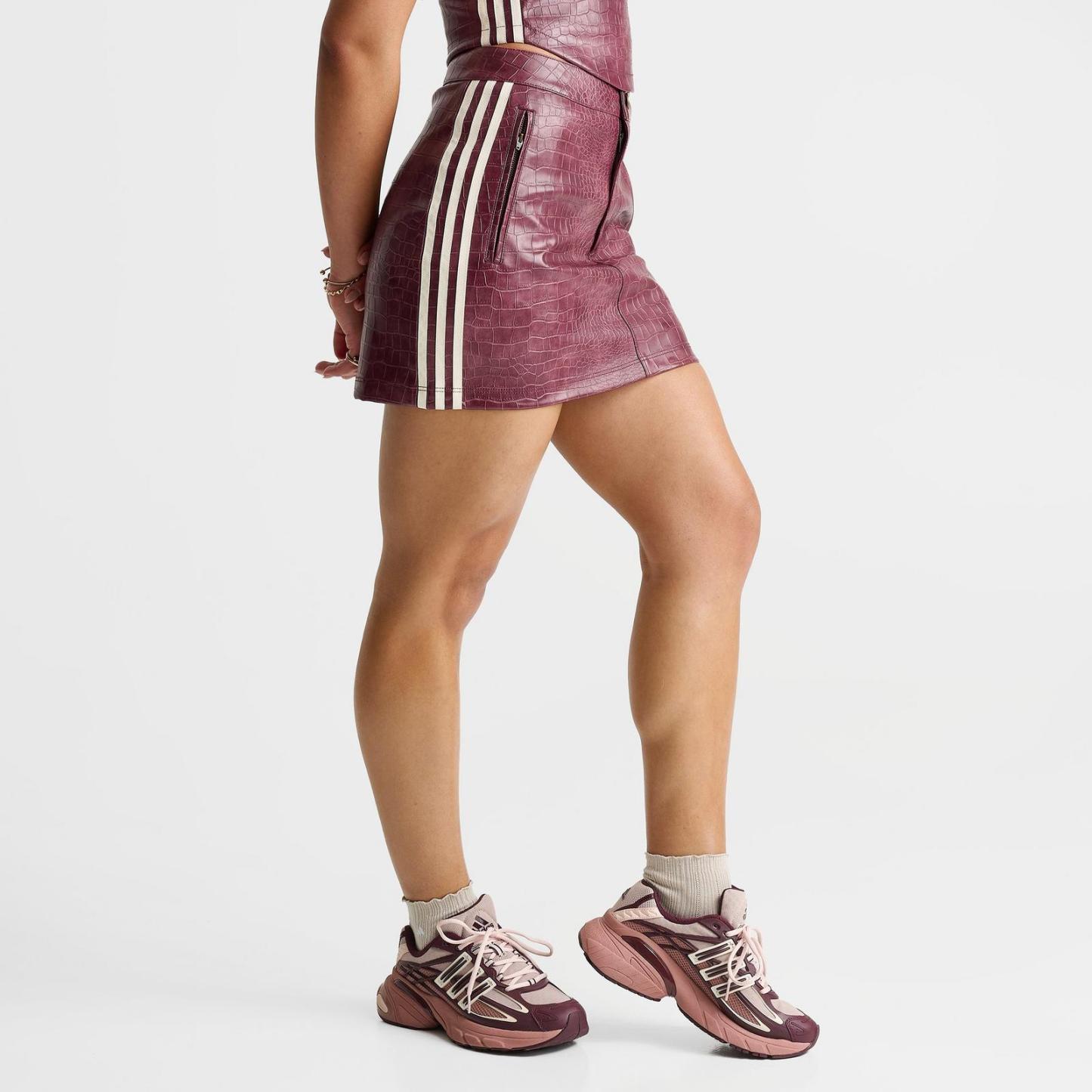 Women's adidas Originals Pleather Mini Skirt - Maroon - view 3