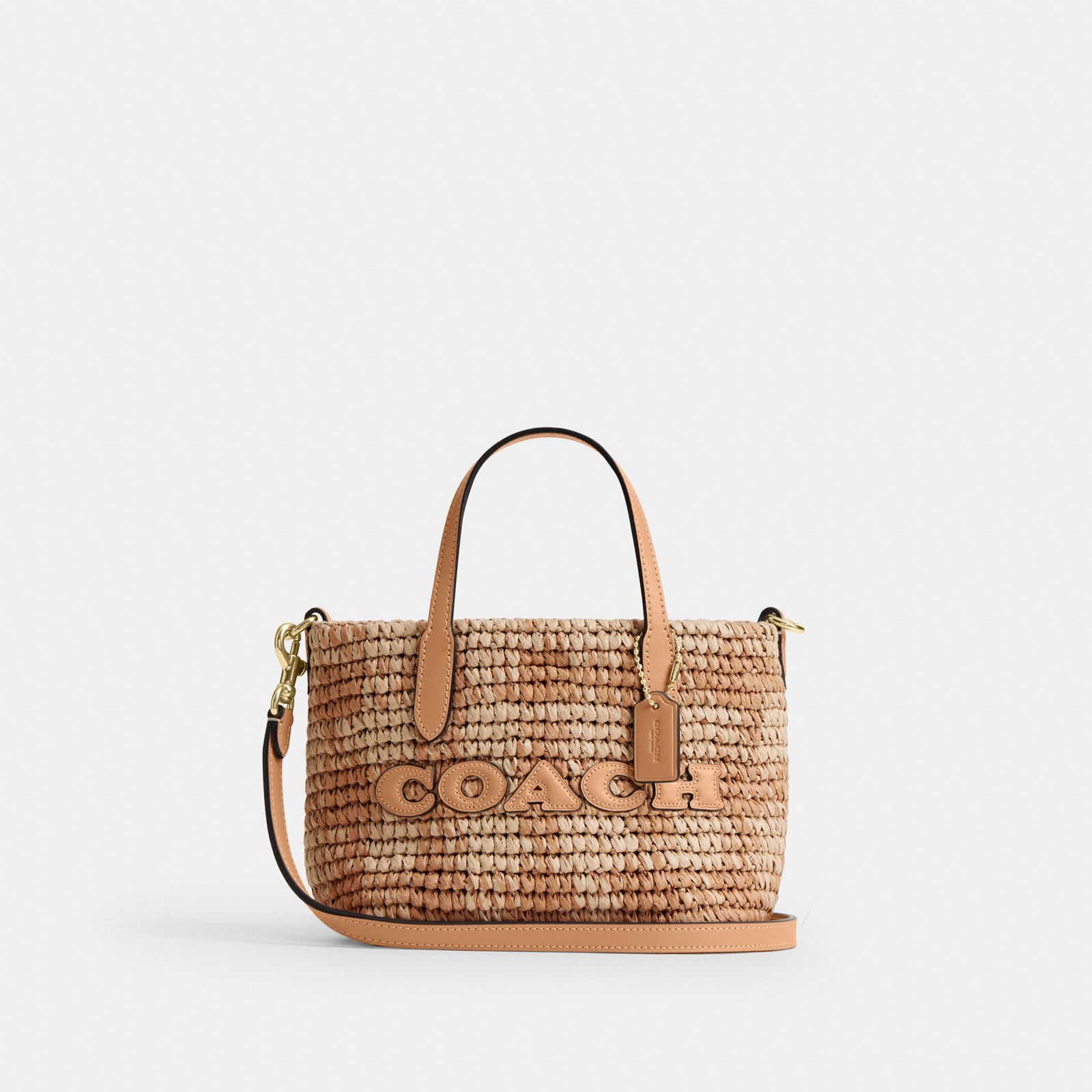 City Mini Tote Bag With Gingham Print - Gold/Tan