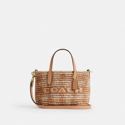 City Mini Tote Bag With Gingham Print - Gold/Tan