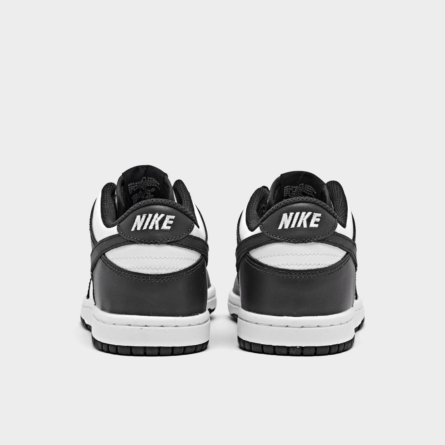 Little Kids' Nithtke Dunk Low Casual Shoes - White/Black/White - Back view