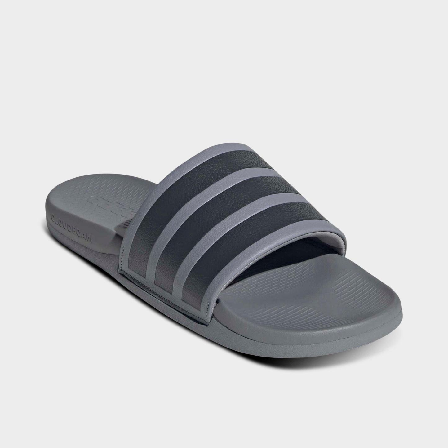 Women's adidas Adilette Comfort 2.0 Slide Sandals - Grey/Carbon/Grey Three - Both shoes facing left