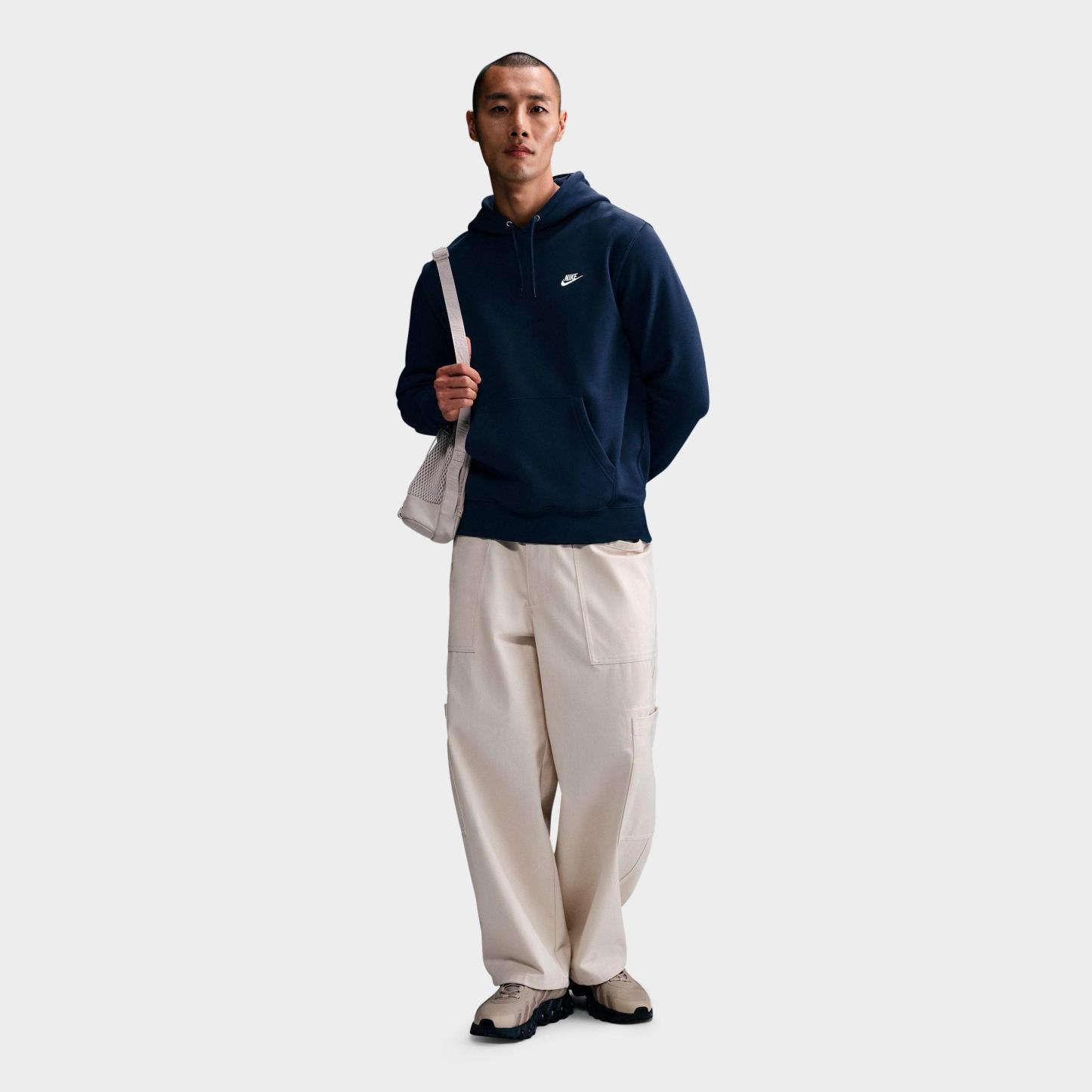 Men's Nithtke Club Fleece Premium Embroidered Pullover Hoodie - Part 1 - Obsidian/Obsidian/White