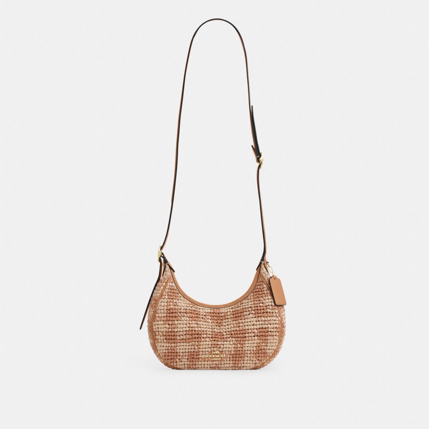 Emily Shoulder Bag With Gingham Print - Gold/Tan - view 9
