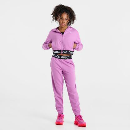 Girls' Big Kids' Nike Pro Fleece Dri-FIT Full-Zip Hoodie - Light Magenta/Light Magenta/Black/White