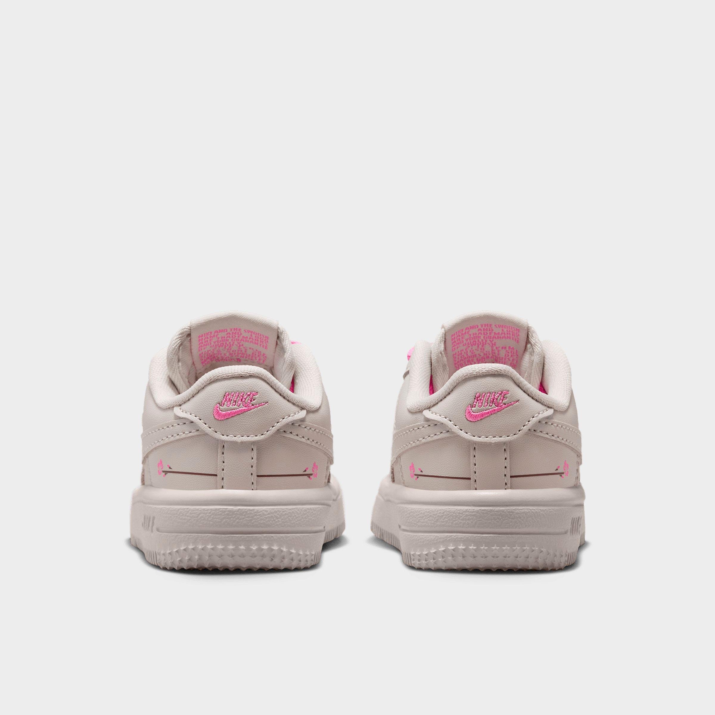 Infant and Kids' Toddler Nithtke Force 1 Low Casual Shoes - Part 1 - Light Bone/Playful Pink/Fauna Brown/Light Bone - Back view