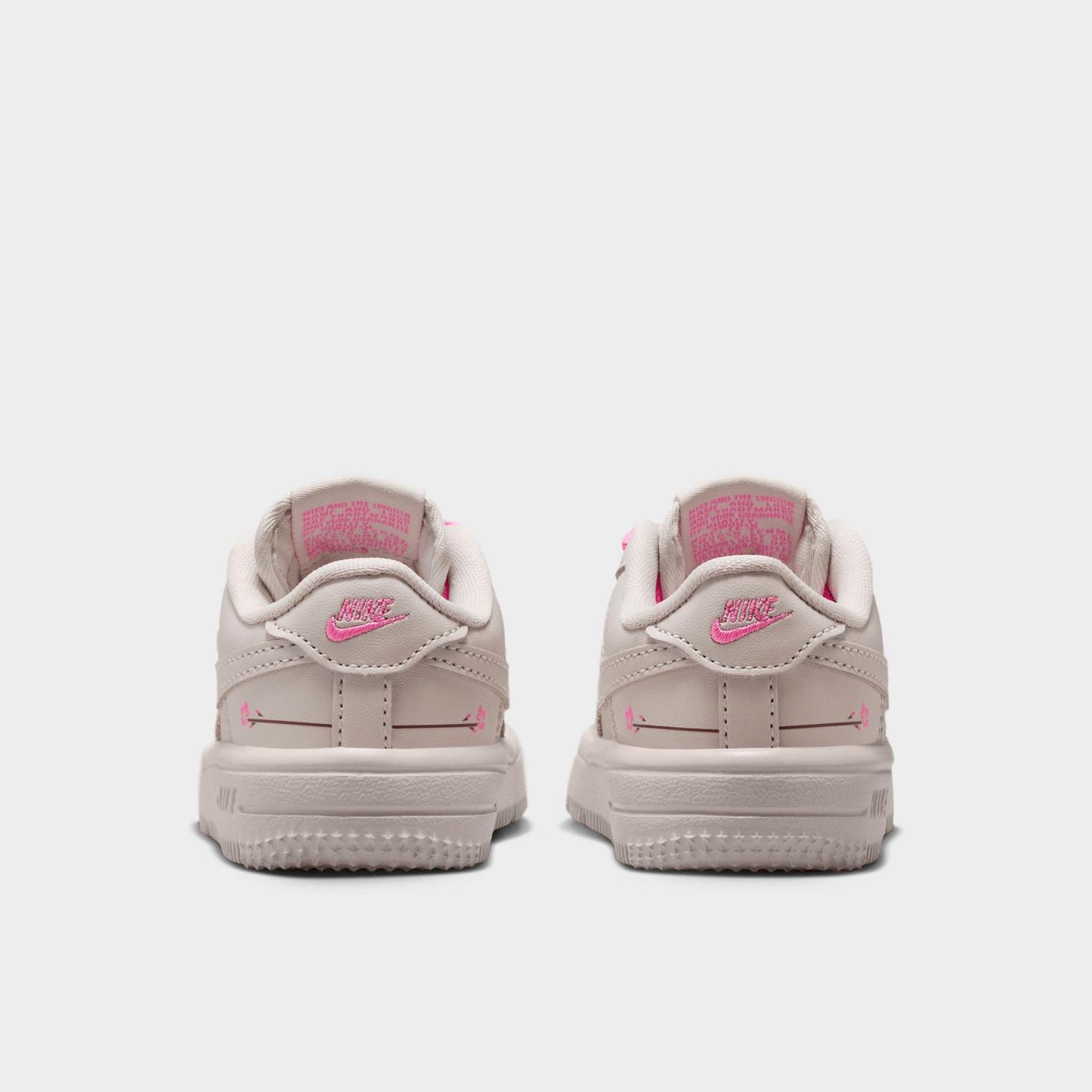 Infant and Kids' Toddler Nithtke Force 1 Low Casual Shoes - Part 1 - Light Bone/Playful Pink/Fauna Brown/Light Bone - Back view