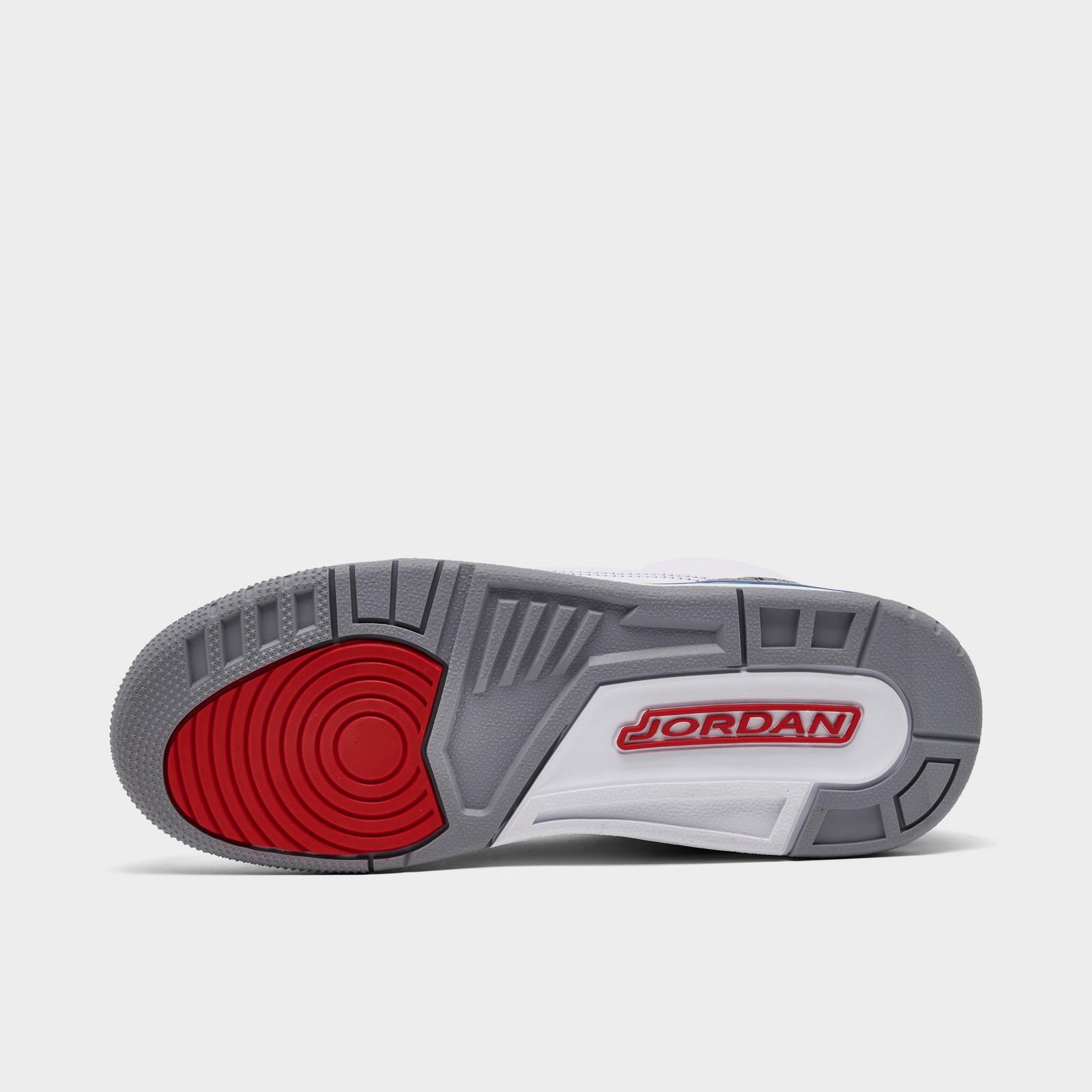 Big Kids' Air Jordan Retro 3 Basketball Shoes - White/True Blue/Fire Red - view 6