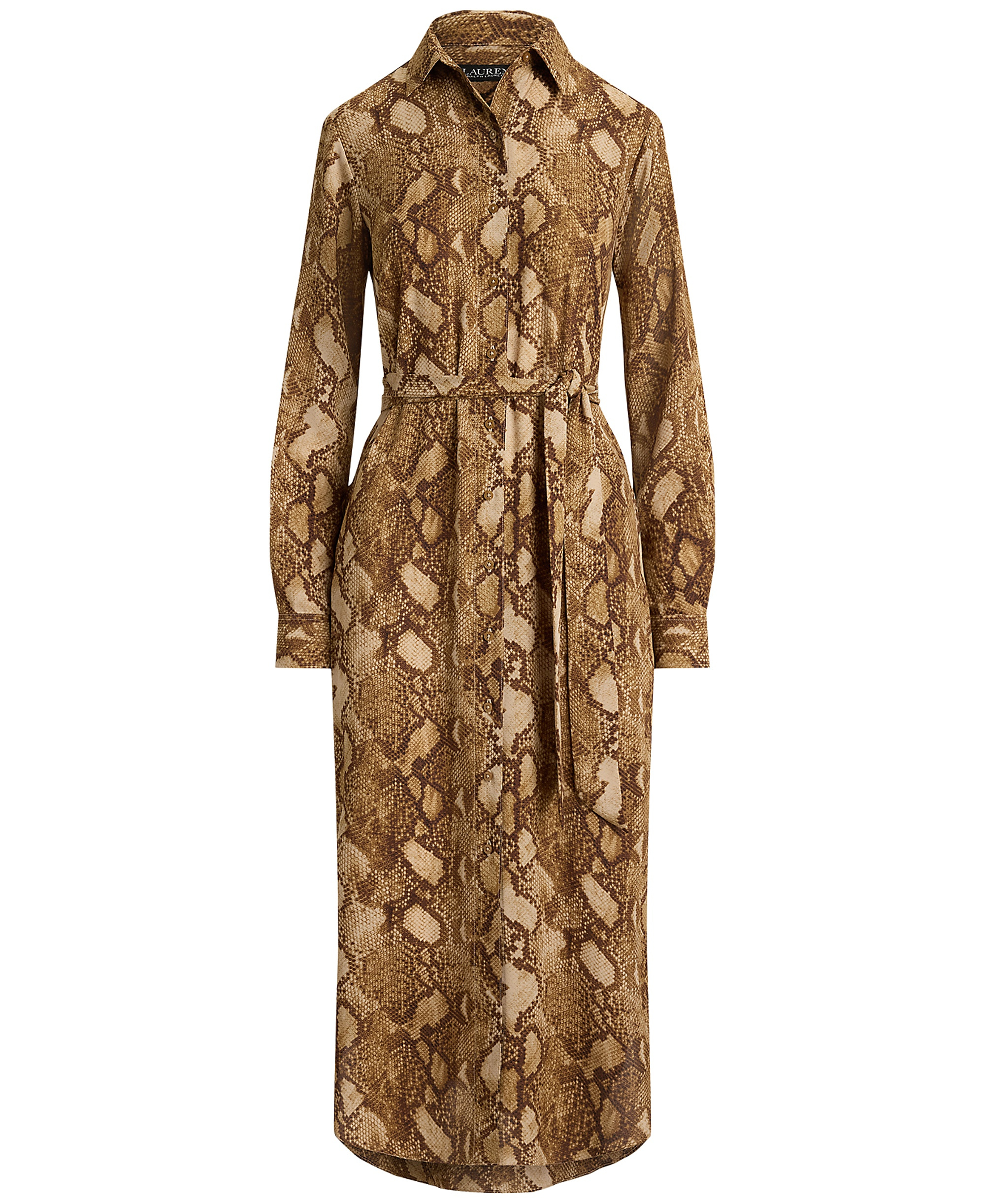 Lauren Ralph Lauren Women's Collared Long-Sleeve Shirt Dress - Tan Multi