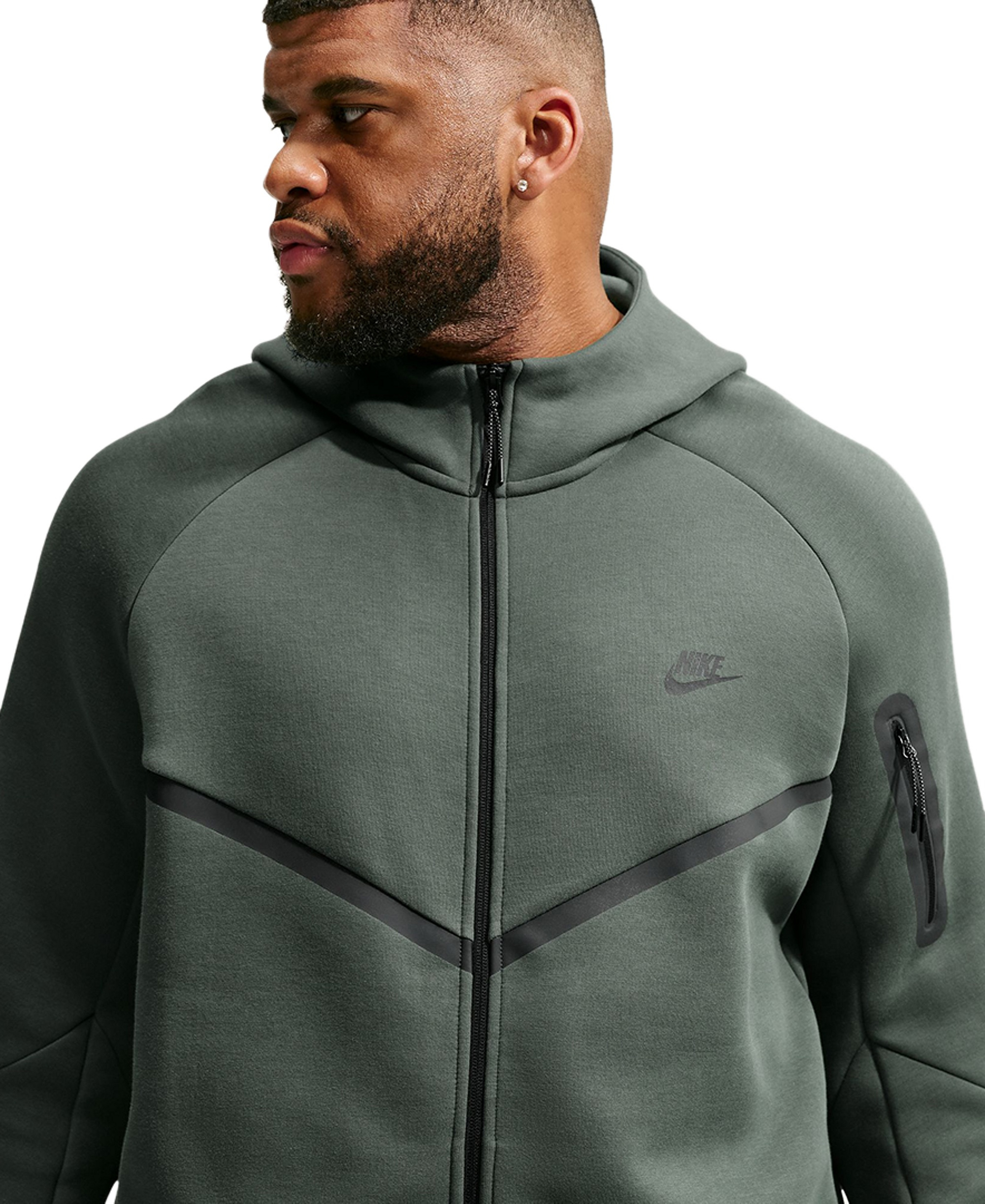 Nike Men's Tech Fleece Full-Zip Hoodie - Camo Green/Black