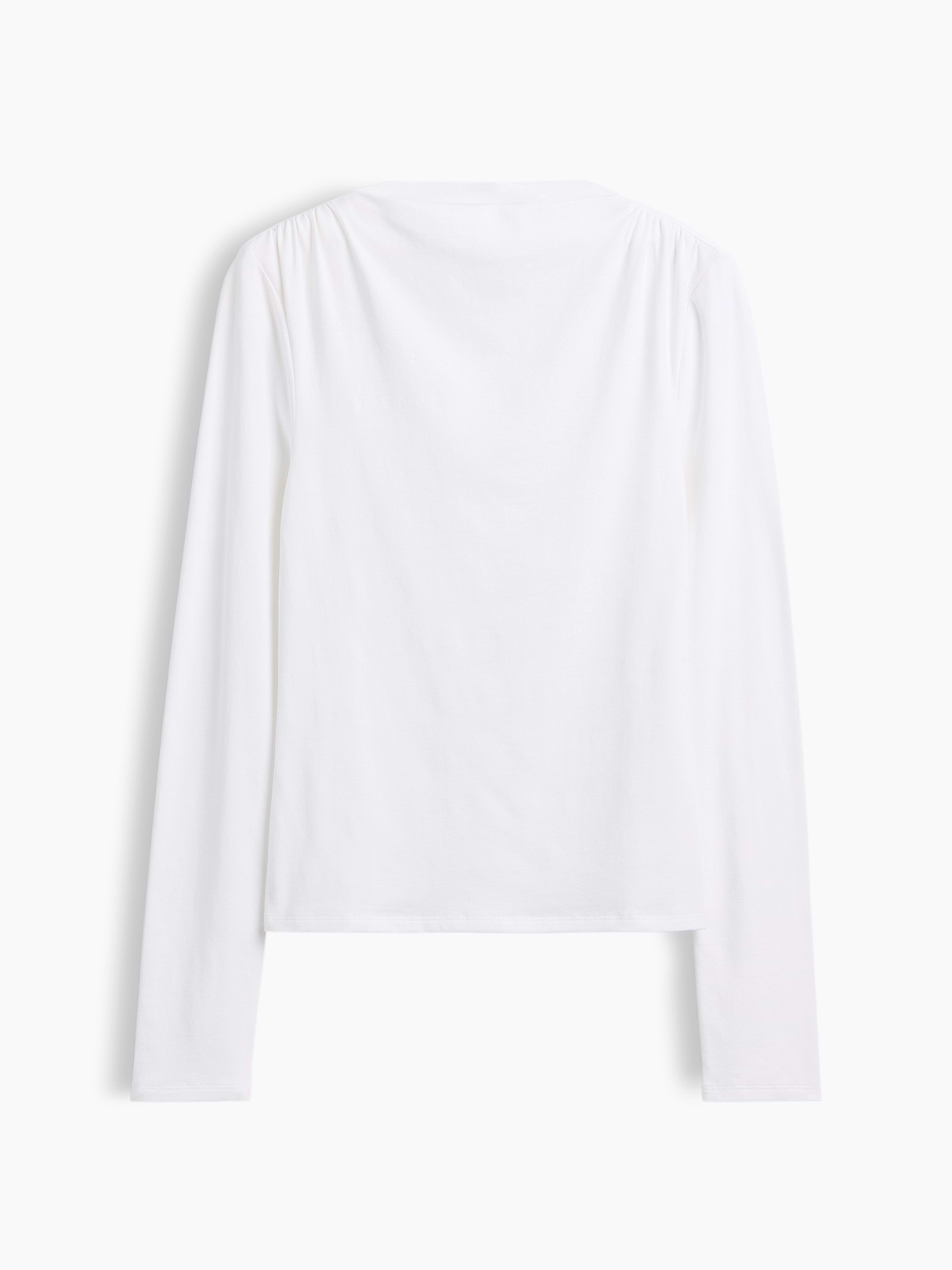 CloseKnit Jersey Funnel-Neck Ruched T-Shirt - Fresh white